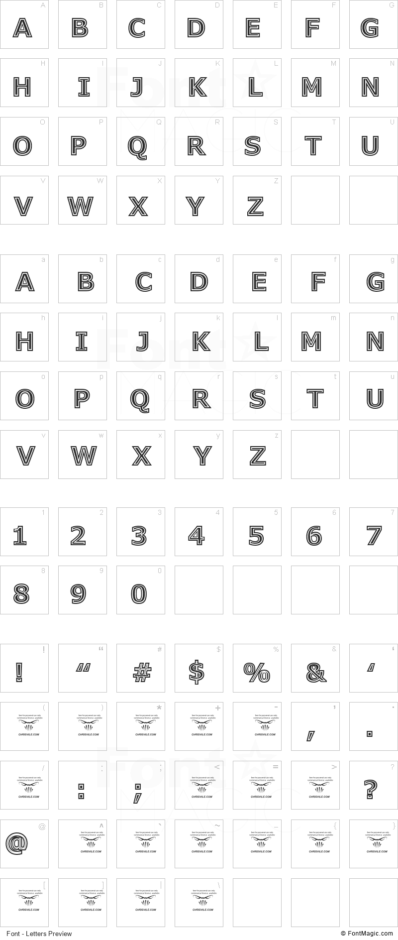 Genesee St Font - All Latters Preview Chart
